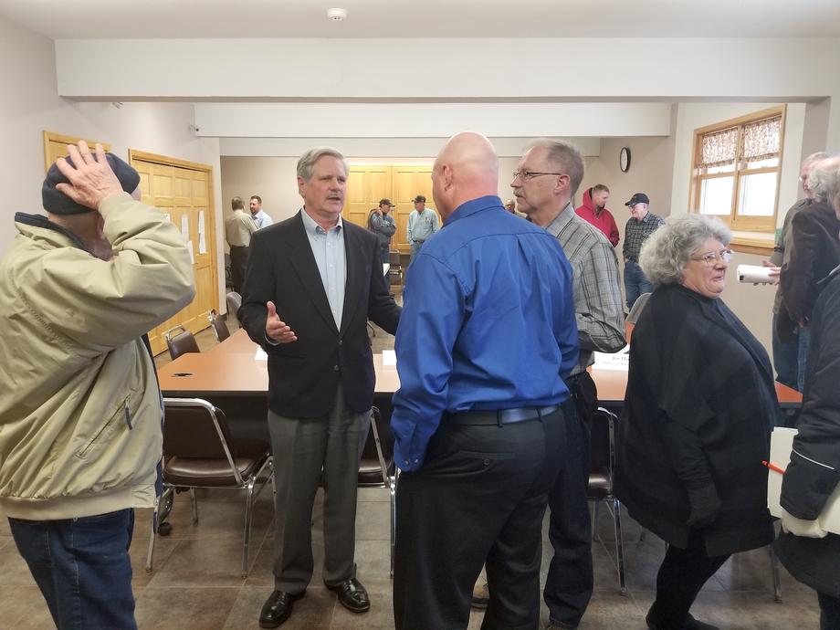 February 2019 - Senator Hoeven holds a roundtable in Oakes to outline legislation he helped pass through the Senate to allow the title transfer for the Oakes Test Area to move forward.